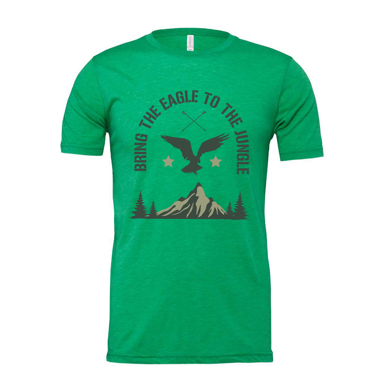 Unisex Outdoor Eagle Graphic T Shirt With Mountain Peak And Forest Silhouette Design