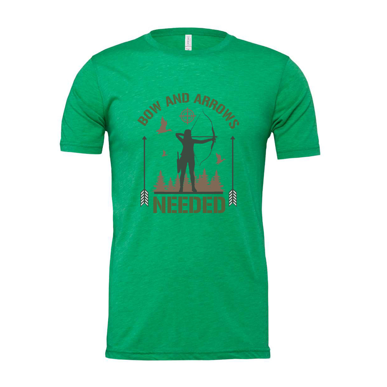 Hunting Archery Graphic Tee With Bow And Arrow Silhouette And Forest Scene For Outdoor Enthusiasts