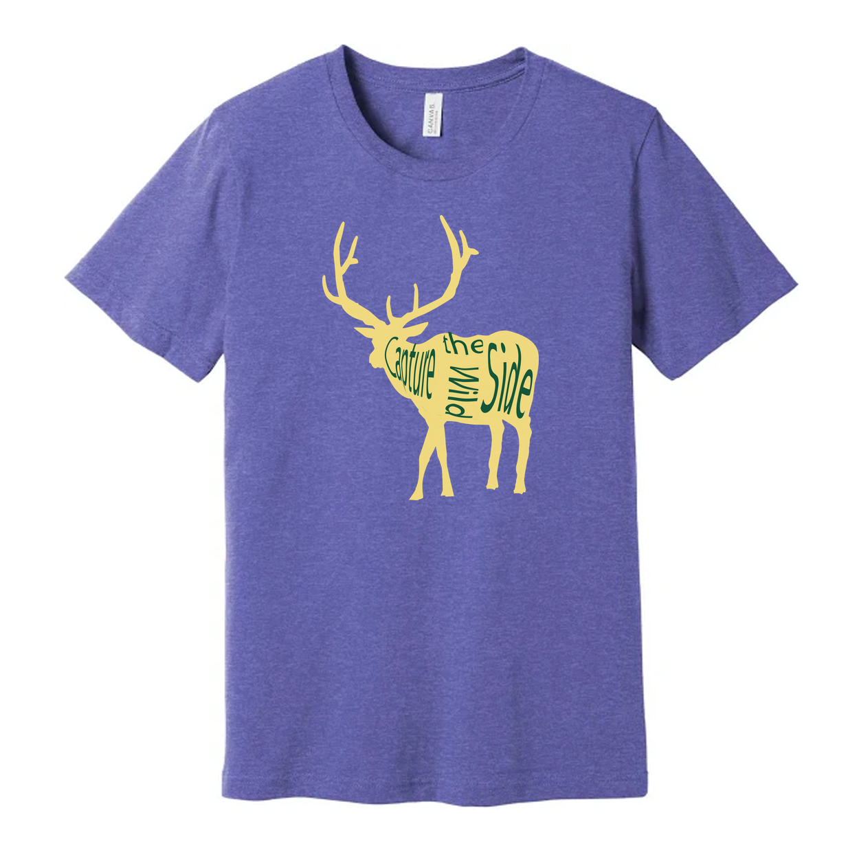 Unisex Hunting T Shirt With Yellow Deer Silhouette And Graphic Typography Design
