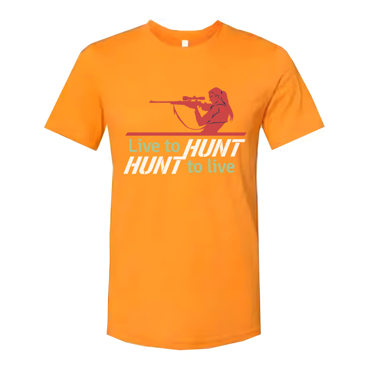 Unisex Hunting T Shirt With Rifle Scope Silhouette And Live To Hunt Slogan Graphic