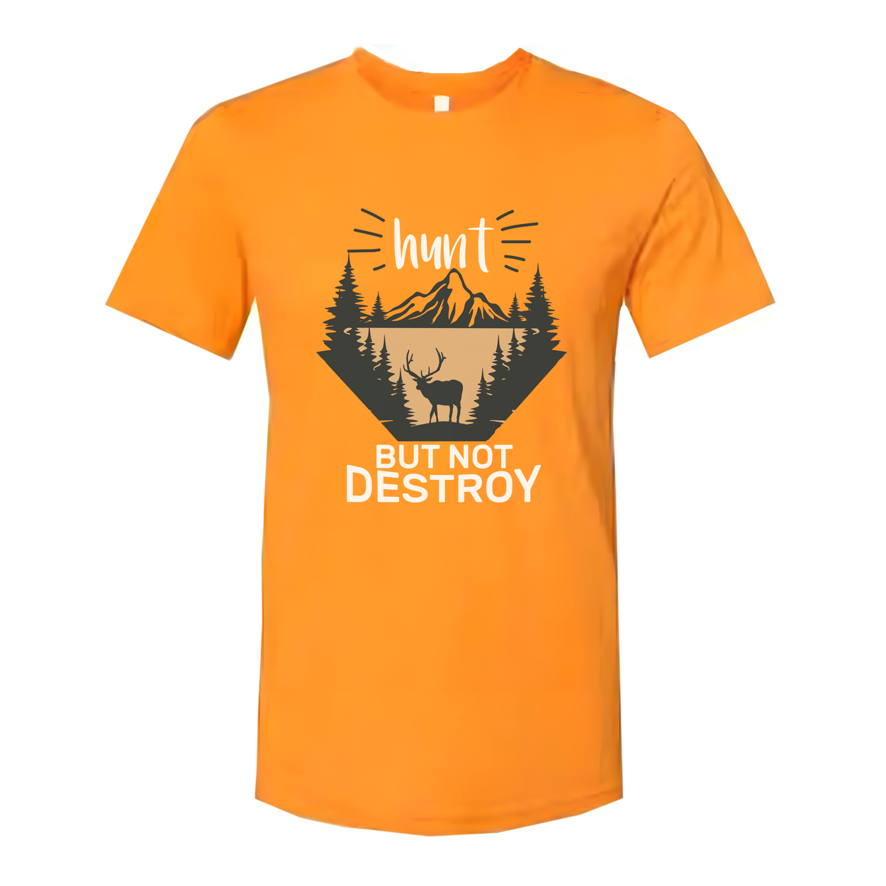 Hunting Graphic T Shirt With Deer Silhouette And Mountain Scene For Outdoors Enthusiasts