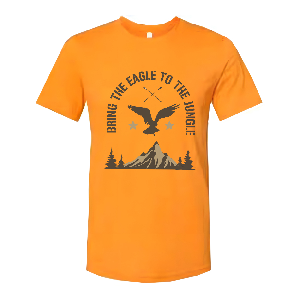 Unisex Outdoor Eagle Graphic T Shirt With Mountain Peak And Forest Silhouette Design