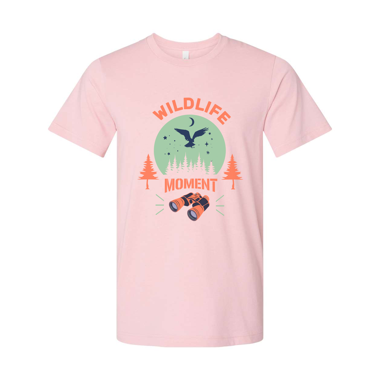 Wildlife Moment Graphic T Shirt With Bird In Flight Over Pine Forest And Binoculars