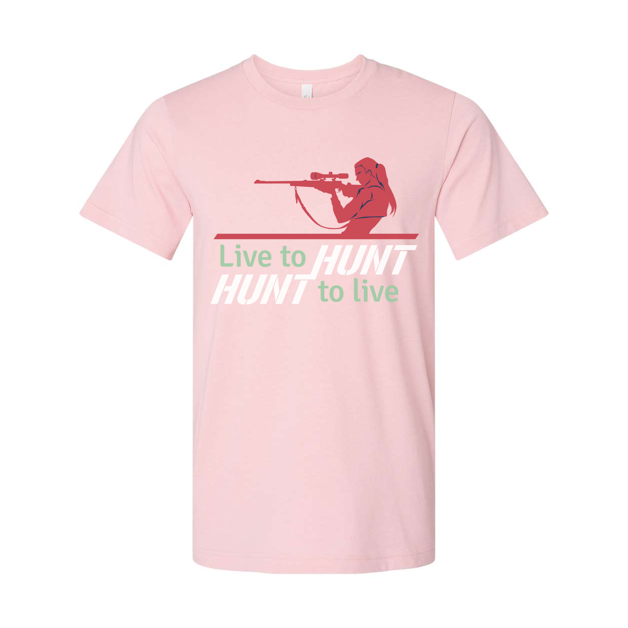 Unisex Hunting T Shirt With Rifle Scope Silhouette And Live To Hunt Slogan Graphic