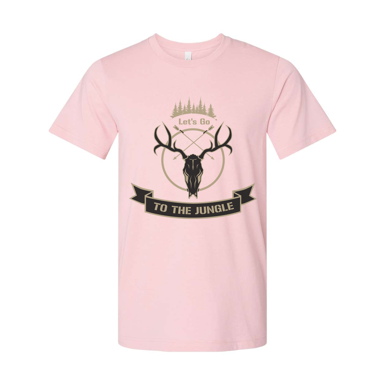 Unisex Hunting T Shirt With Deer Skull Graphic And Jungle Theme Emblem For Outdoor Adventure