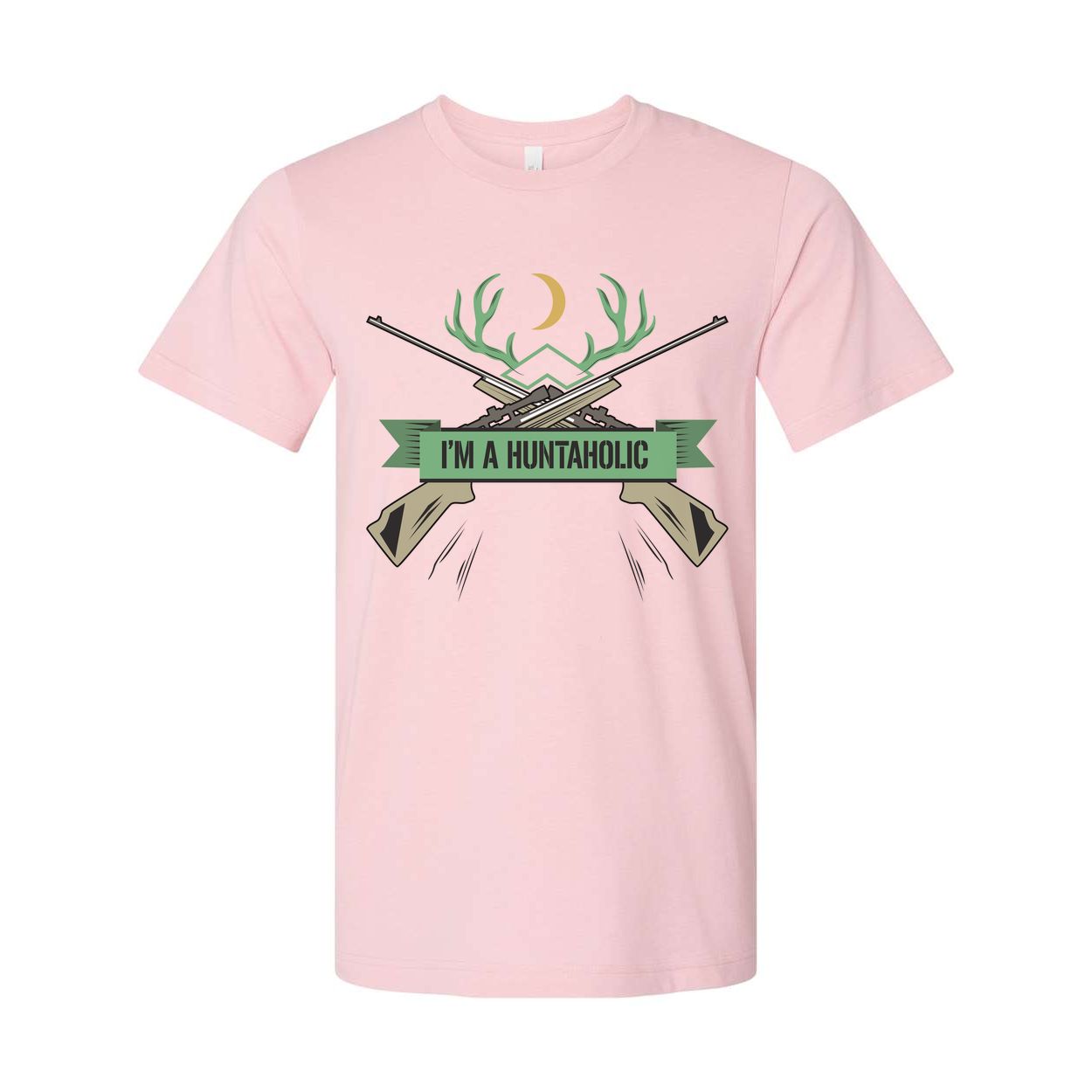Unisex Hunting T Shirt With Antler Emblem And Crossed Rifles Graphic Design For Outdoor Enthusiasts
