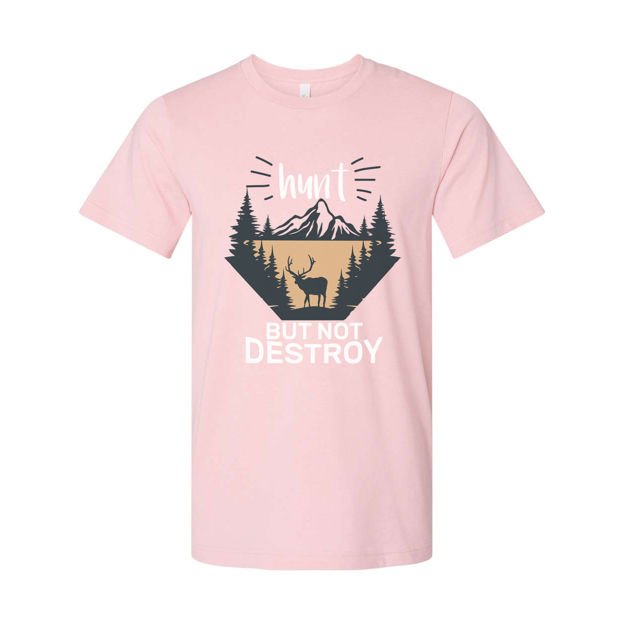 Hunting Graphic T Shirt With Deer Silhouette And Mountain Scene For Outdoors Enthusiasts
