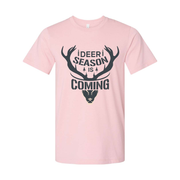 Deer Season Is Coming Graphic Deer Antler Head Unisex Hunting T Shirt For Outdoors Enthusiasts