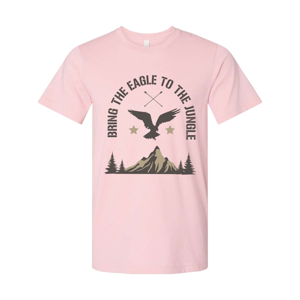 Unisex Outdoor Eagle Graphic T Shirt With Mountain Peak And Forest Silhouette Design