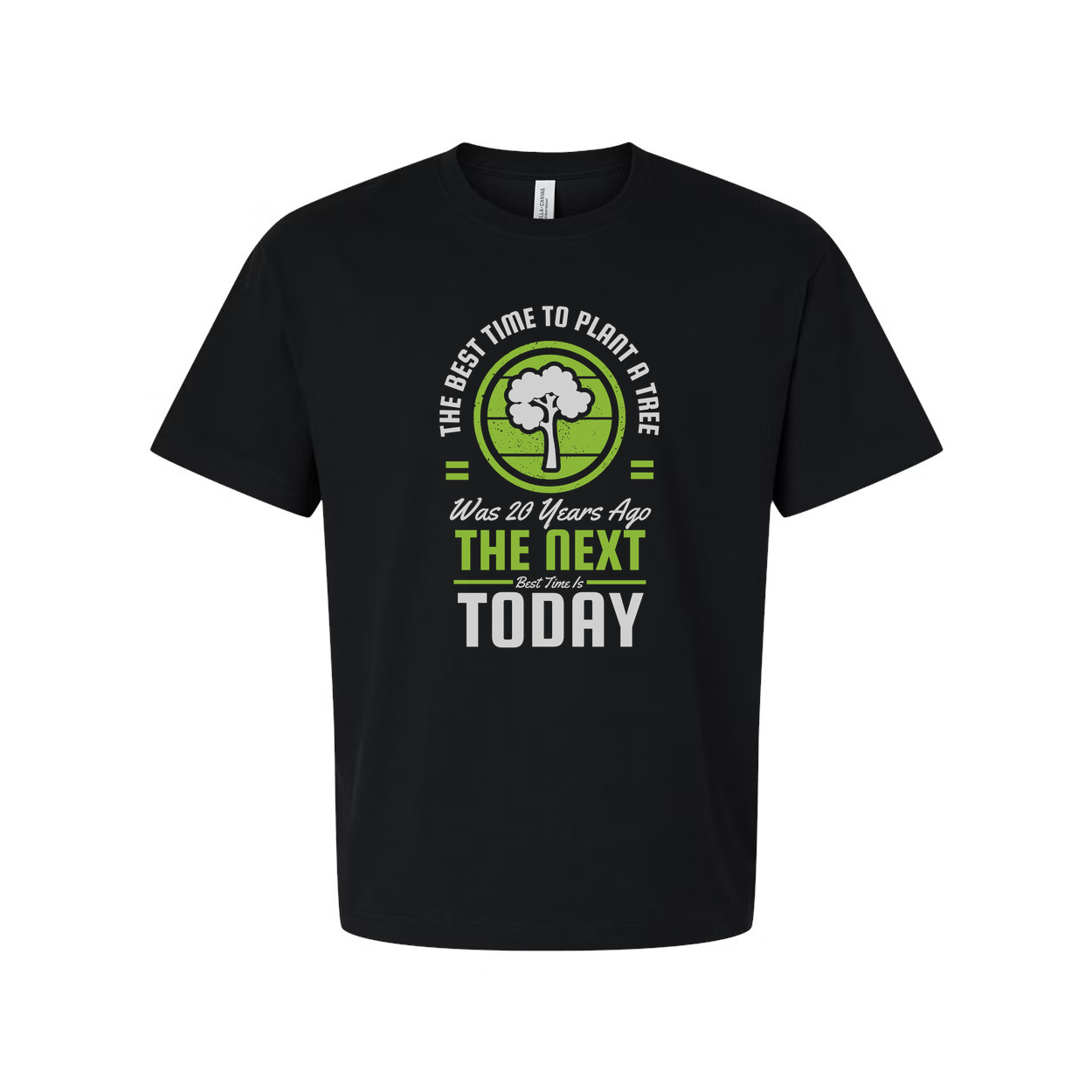 Gardening Unisex Graphic Tee With Green Tree Emblem Circular Logo And The Next Today Design