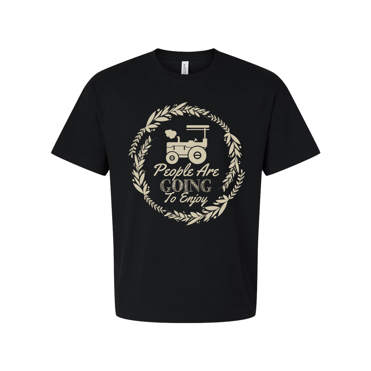 Gardening Themed Unisex T Shirt With Tractor Emblem And Laurel Circle Design Graphic Print