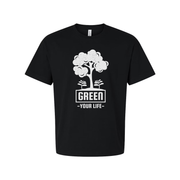 Gardening Themed Unisex T Shirt With Tree And Plant Graphic And Green Your Life Message