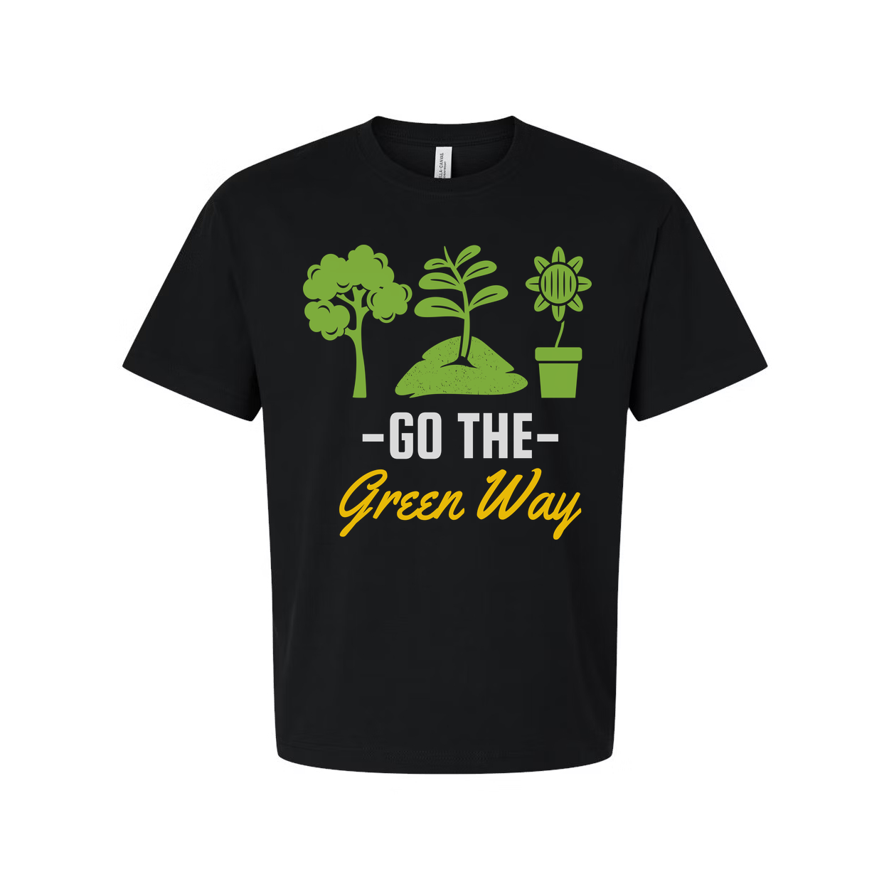 Gardening Unisex T Shirt With Go The Green Way Nature Inspired Plant And Sun Graphics Tee