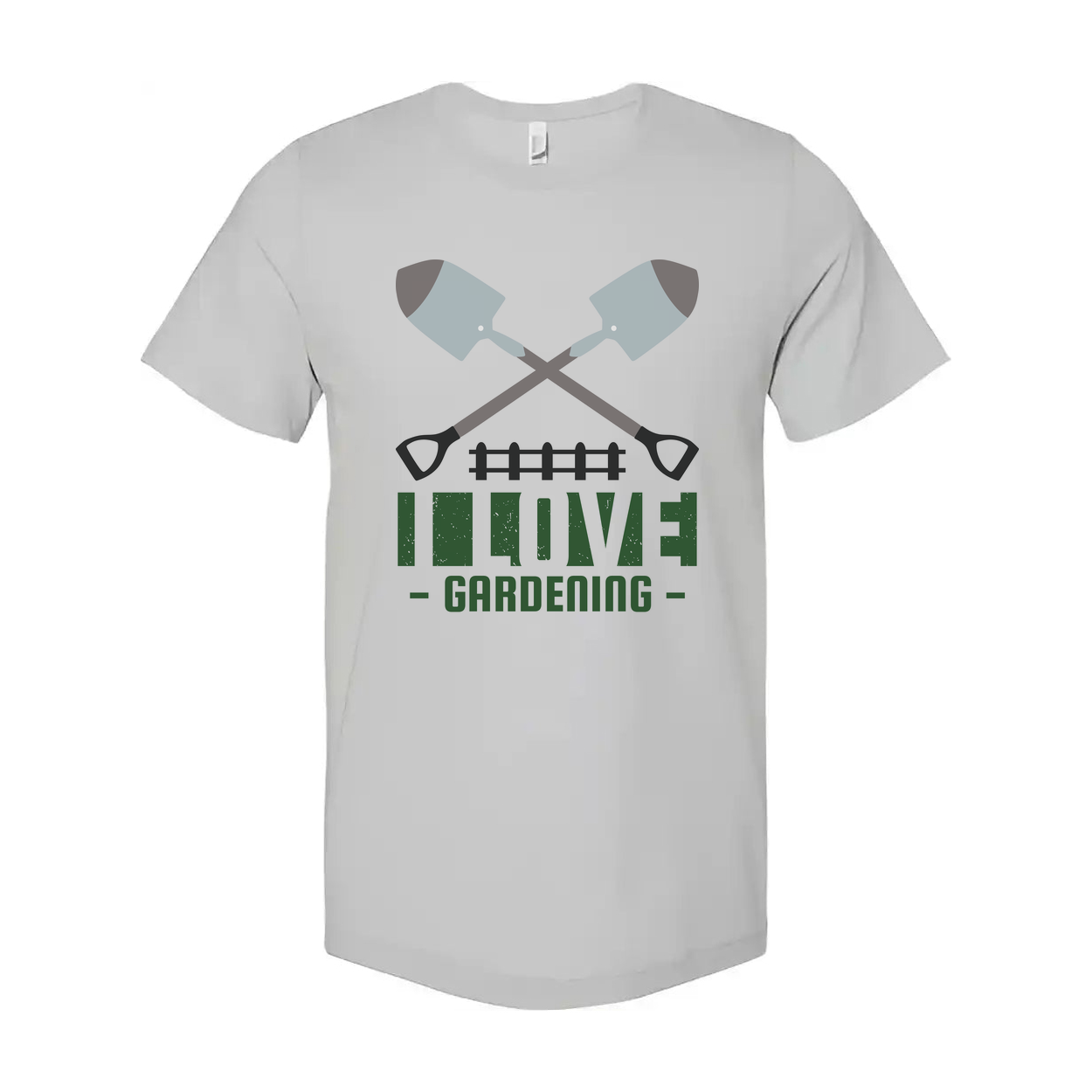 Unisex Gardening T Shirt With Crossed Shovels Emblem And Love Gardening Graphic Artwork