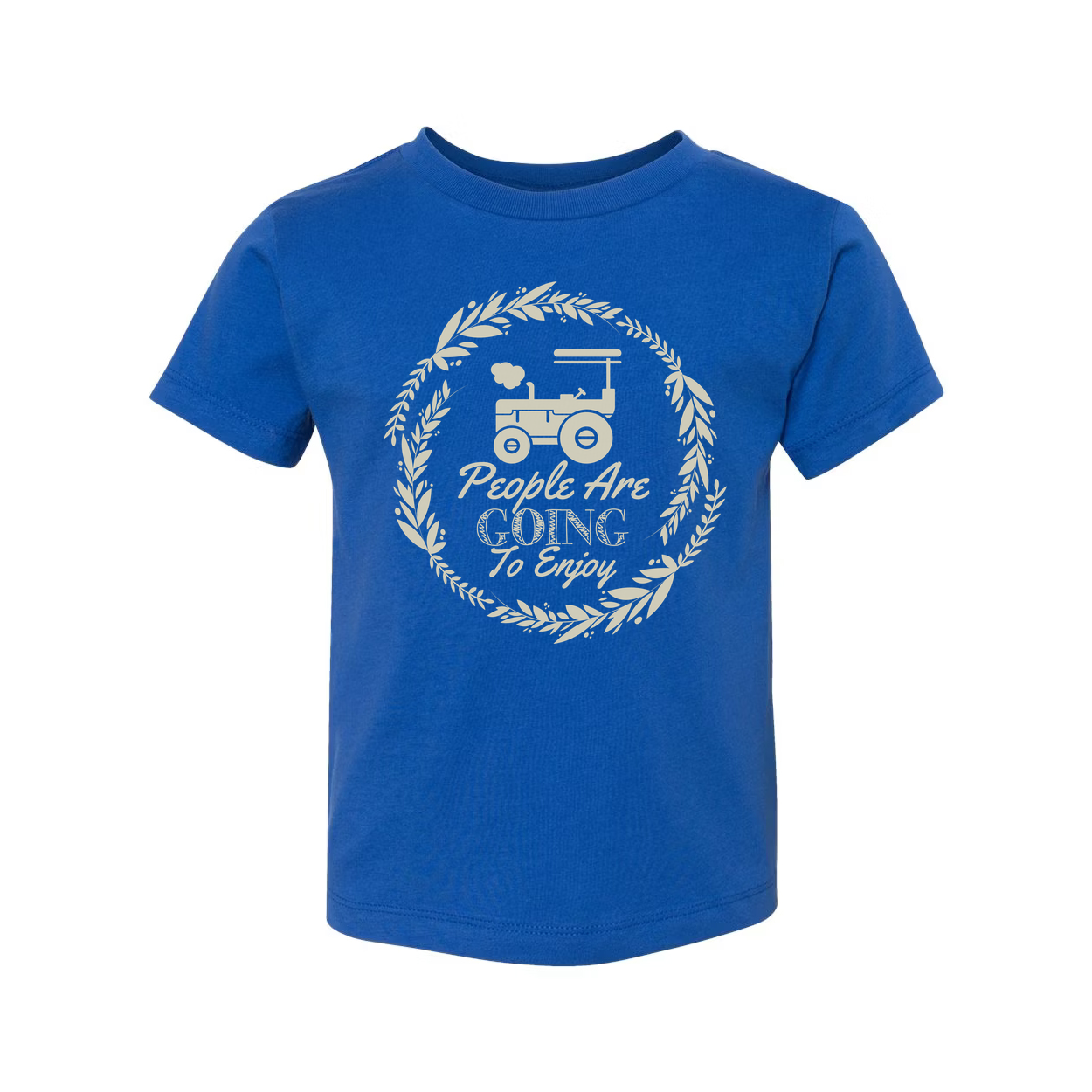 Gardening Themed Unisex T Shirt With Tractor Emblem And Laurel Circle Design Graphic Print