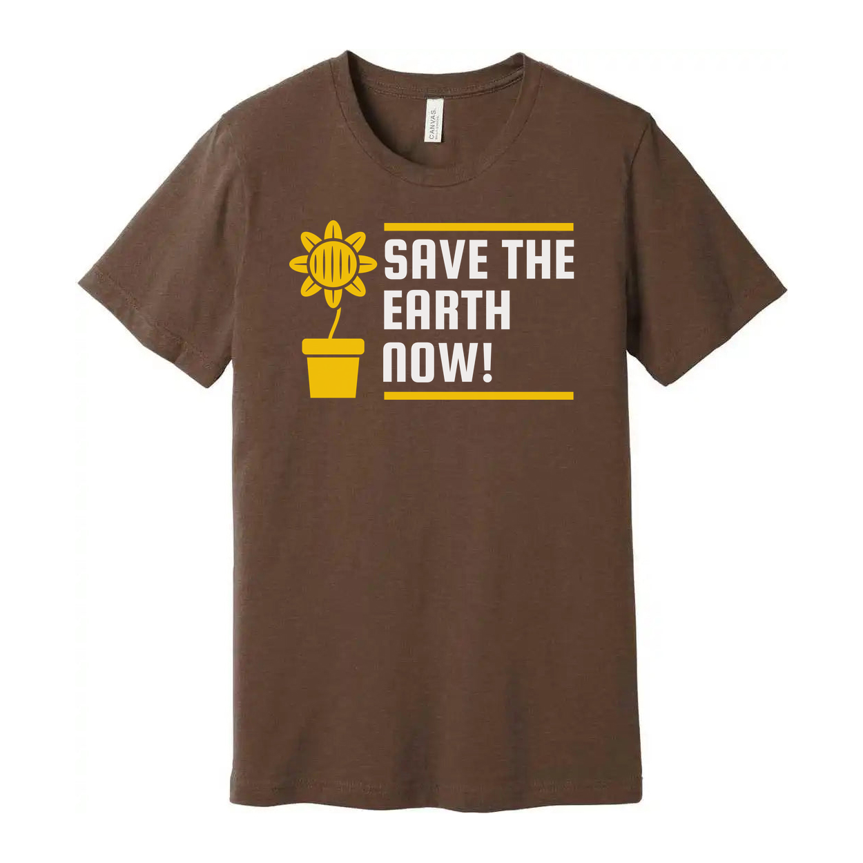 Sunflower Graphic T Shirt For Unisex Garden Lovers Save The Earth Now With Plant Pot Design