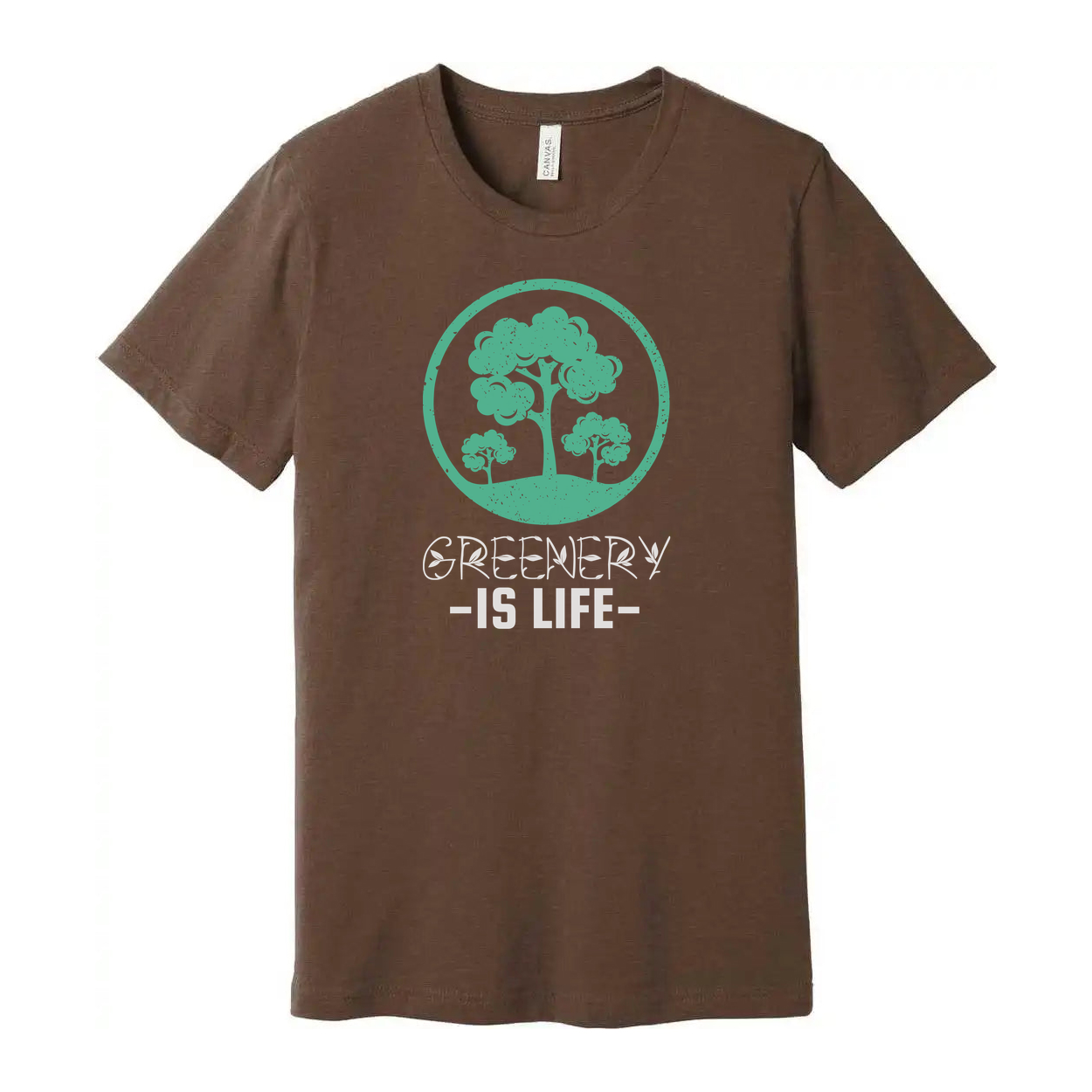 Unisex Gardening Tee With Circular Tree Emblem Print On Front Featuring Nature Themed Artwork