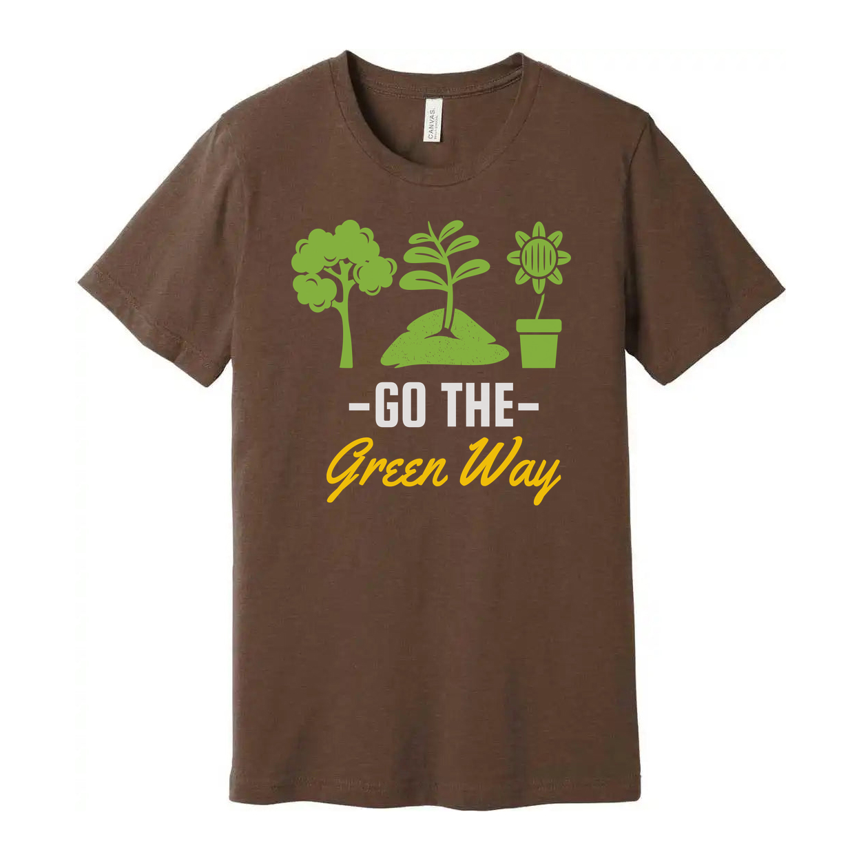 Gardening Unisex T Shirt With Go The Green Way Nature Inspired Plant And Sun Graphics Tee