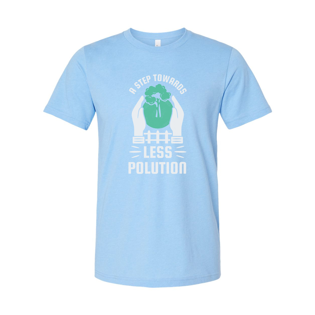 Unisex Gardening T Shirt With Plant Emblem And Message Promoting Less Pollution Everywhere