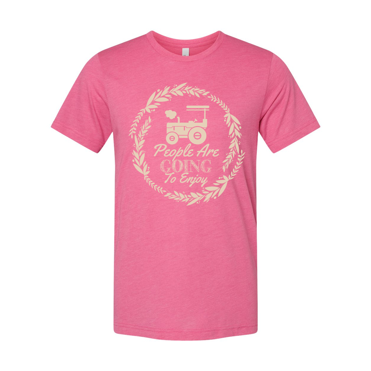 Gardening Themed Unisex T Shirt With Tractor Emblem And Laurel Circle Design Graphic Print