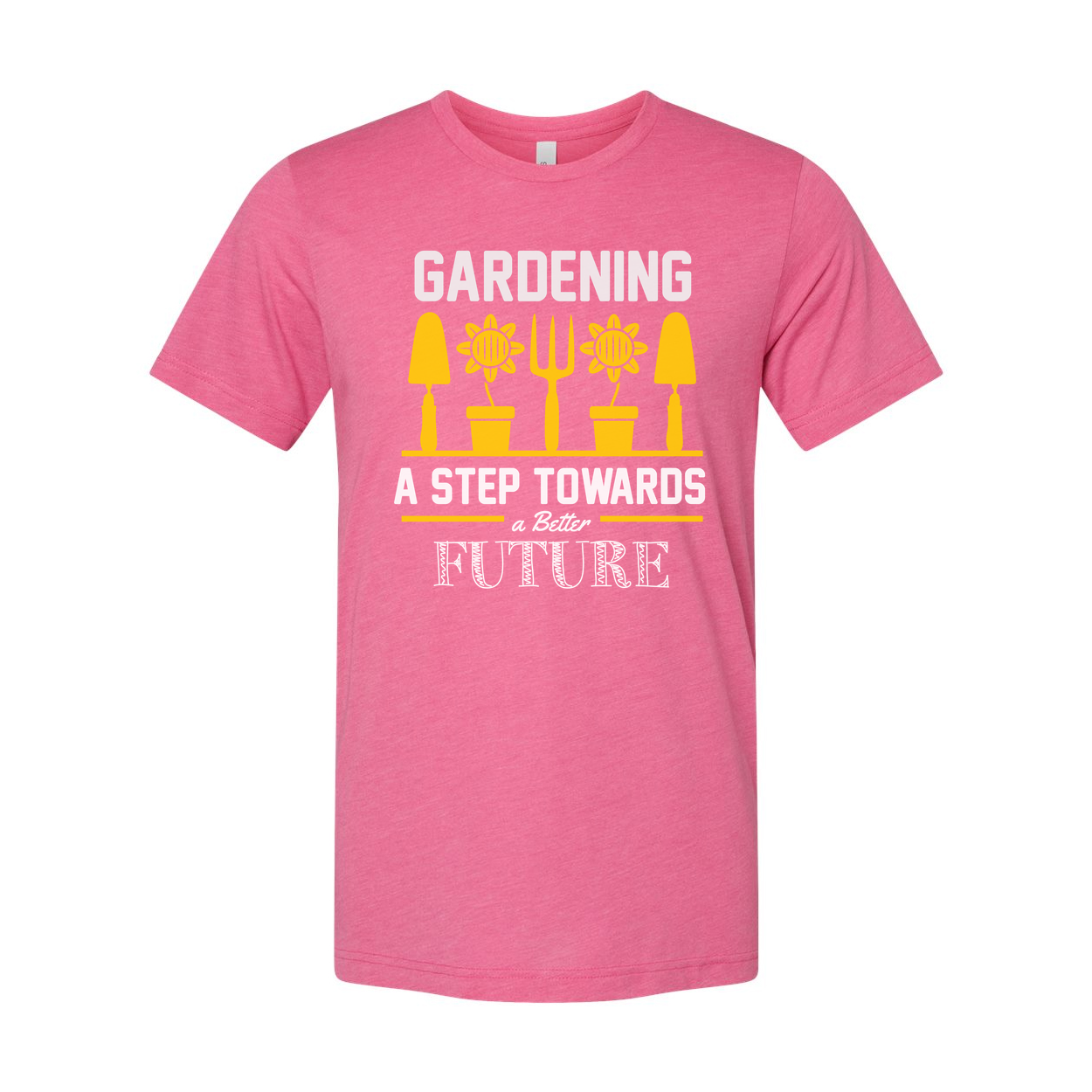 Gardening Motivational Unisex T Shirt With Sunflower Pots And Garden Tools Graphic