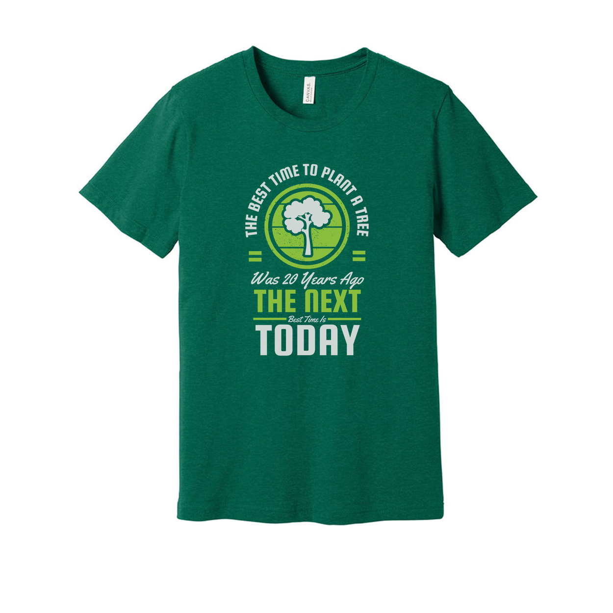 Gardening Unisex Graphic Tee With Green Tree Emblem Circular Logo And The Next Today Design