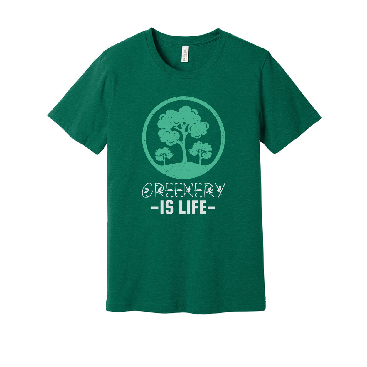 Unisex Gardening Tee With Circular Tree Emblem Print On Front Featuring Nature Themed Artwork
