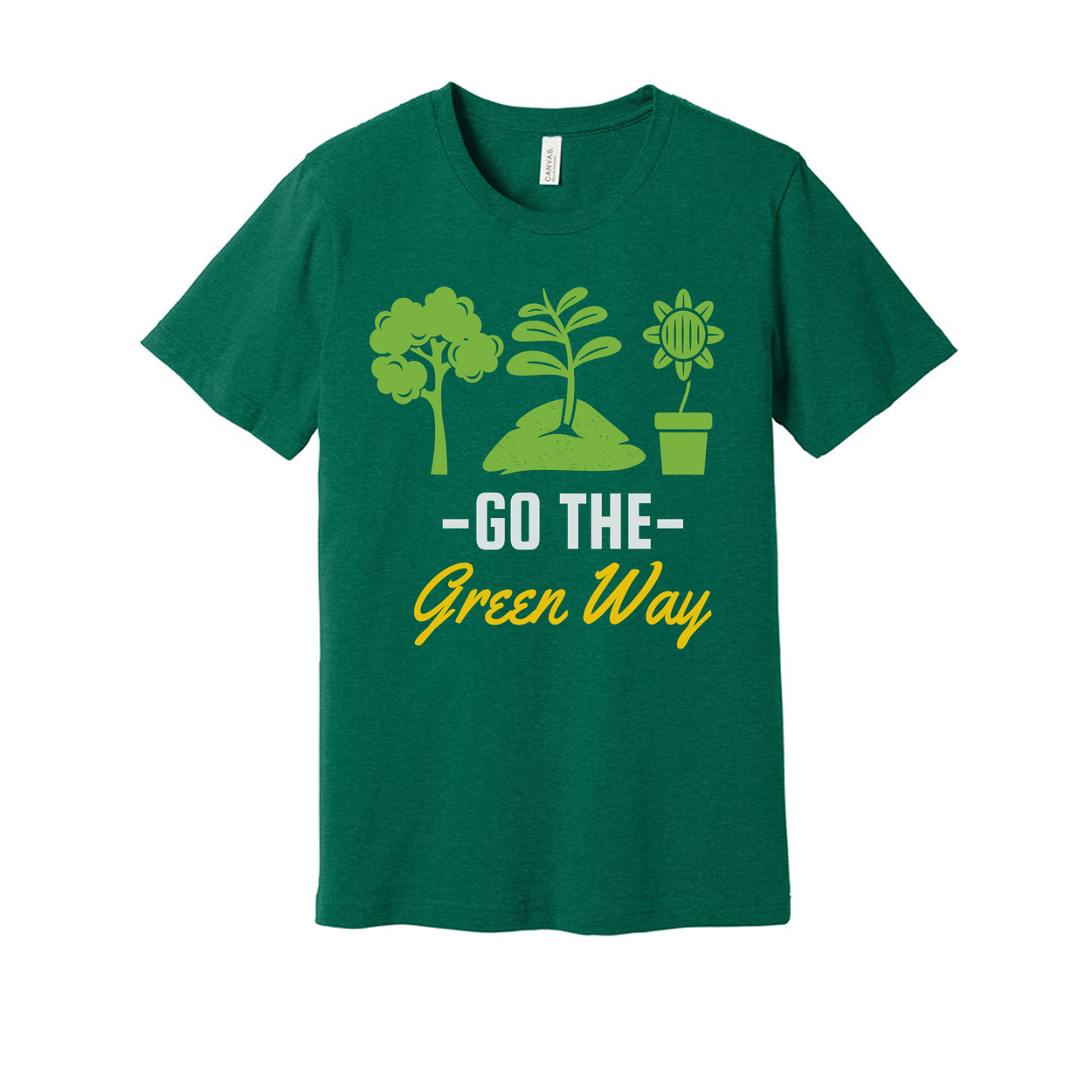 Gardening Unisex T Shirt With Go The Green Way Nature Inspired Plant And Sun Graphics Tee