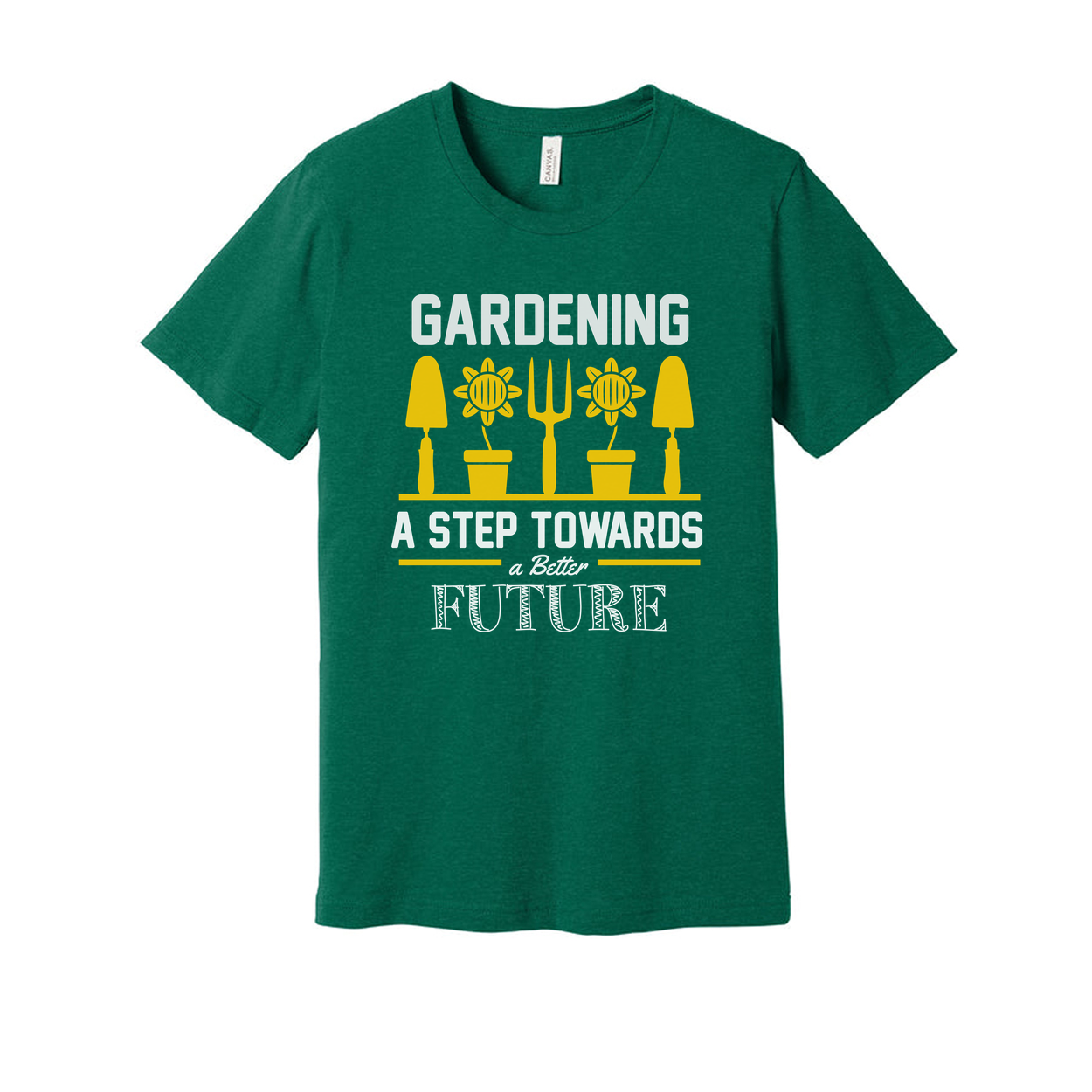 Gardening Motivational Unisex T Shirt With Sunflower Pots And Garden Tools Graphic