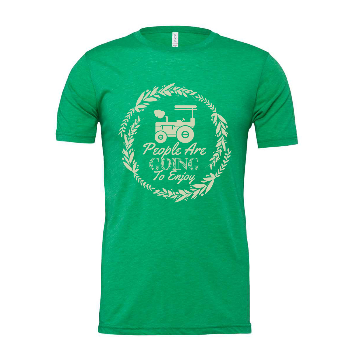 Gardening Themed Unisex T Shirt With Tractor Emblem And Laurel Circle Design Graphic Print