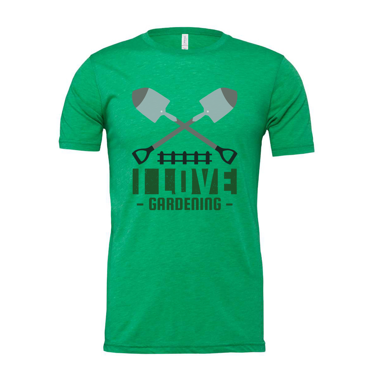 Unisex Gardening T Shirt With Crossed Shovels Emblem And Love Gardening Graphic Artwork