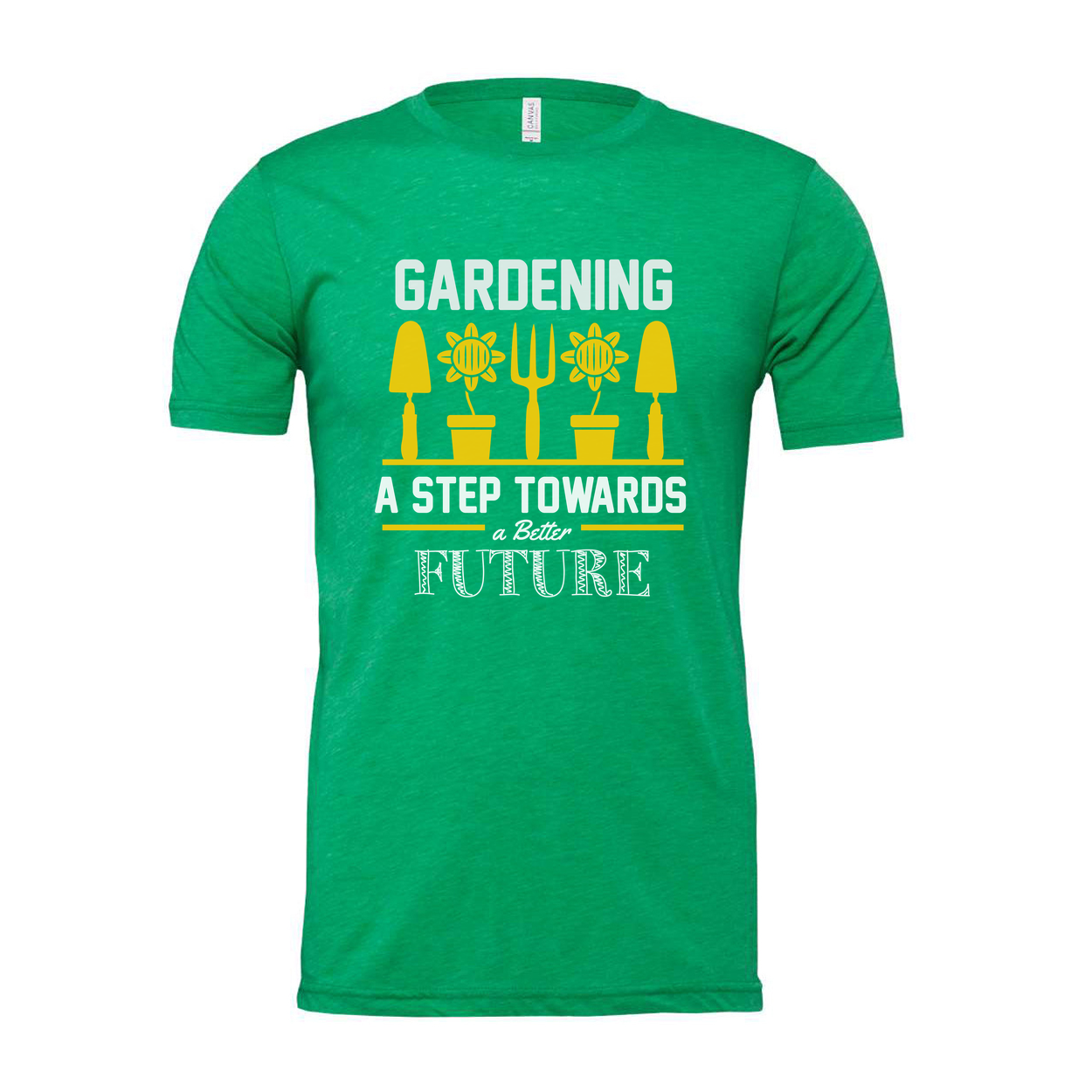 Gardening Motivational Unisex T Shirt With Sunflower Pots And Garden Tools Graphic