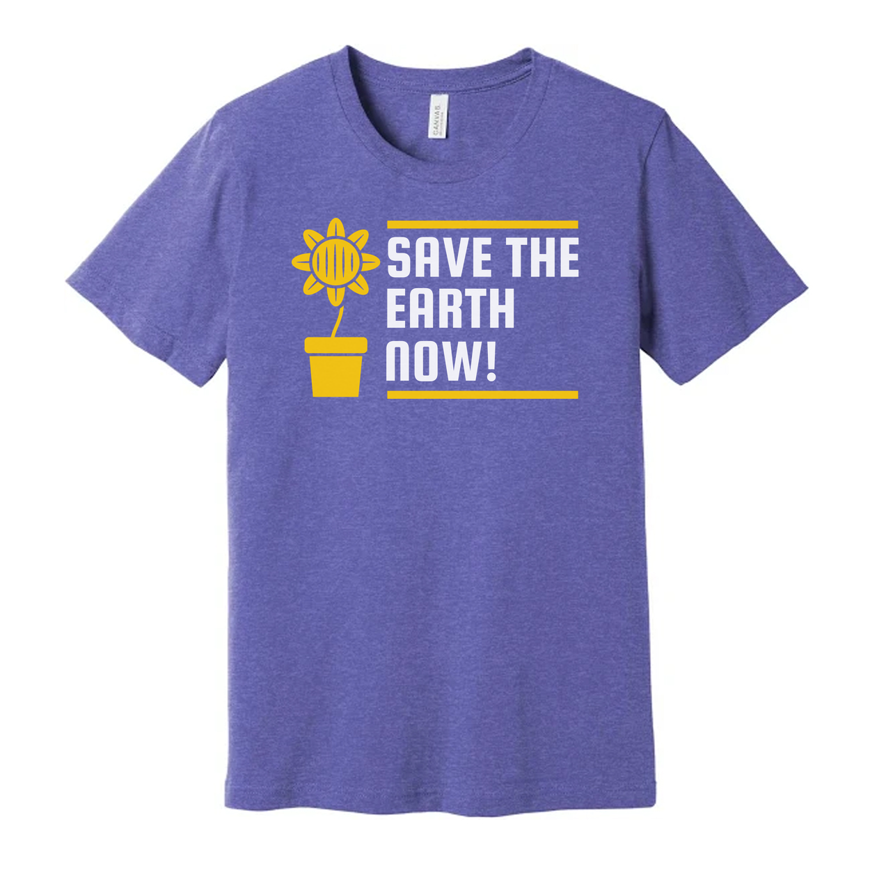 Sunflower Graphic T Shirt For Unisex Garden Lovers Save The Earth Now With Plant Pot Design