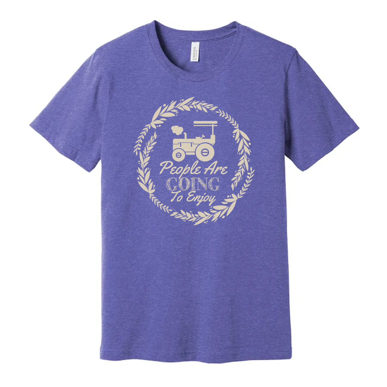 Gardening Themed Unisex T Shirt With Tractor Emblem And Laurel Circle Design Graphic Print