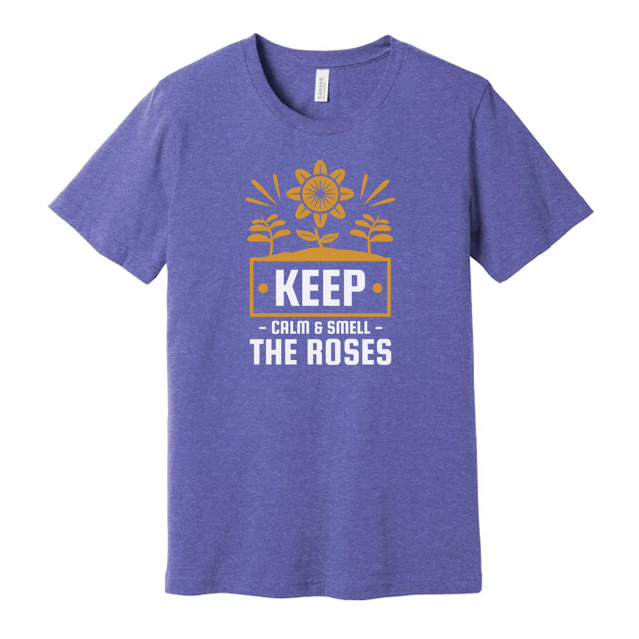 Unisex Gardening T Shirt With Keep Calm And Smell The Roses Sunflower Floral Graphic