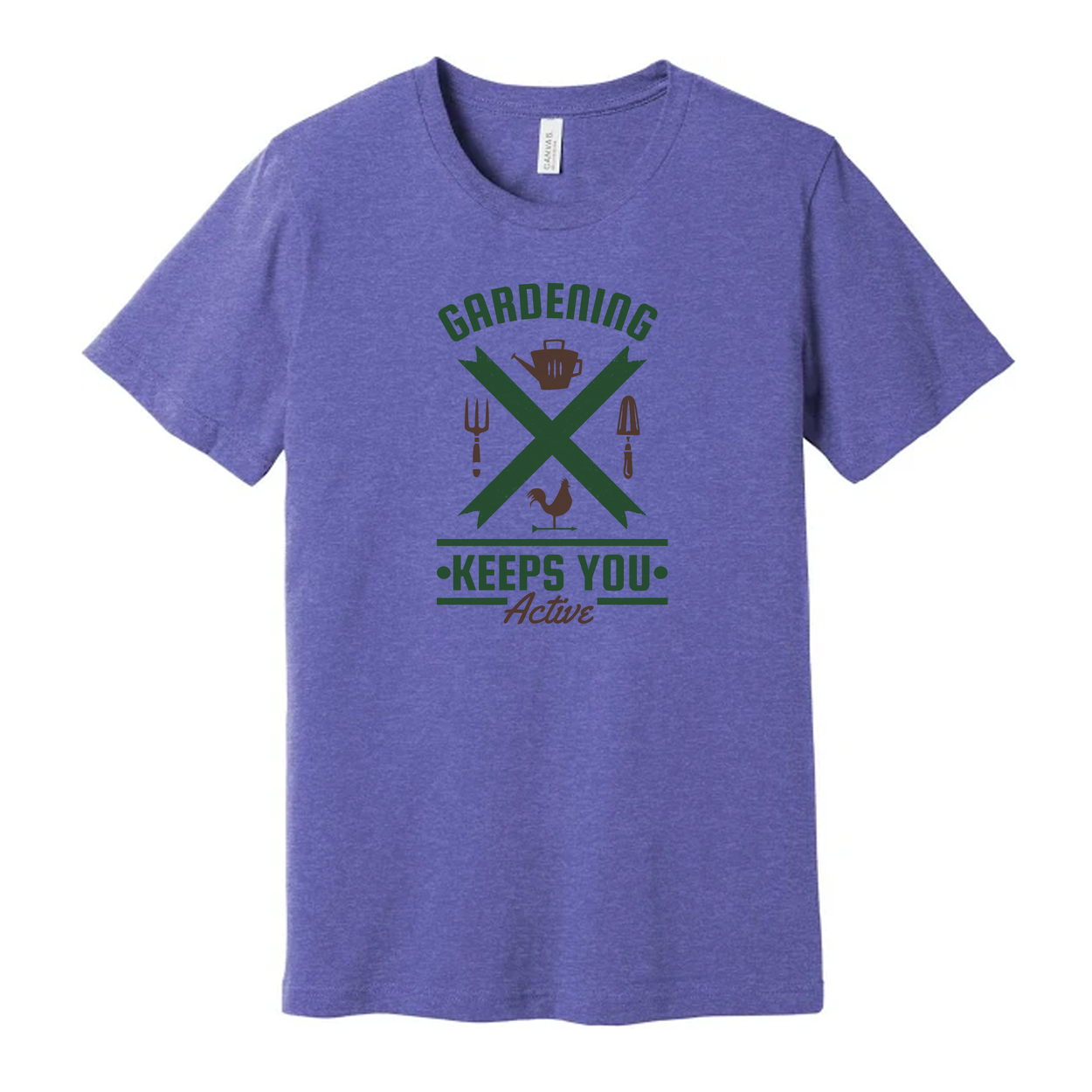 Gardening Keeps You Active Graphic T Shirt For Unisex Wear Featuring Green Crossed Tools Design