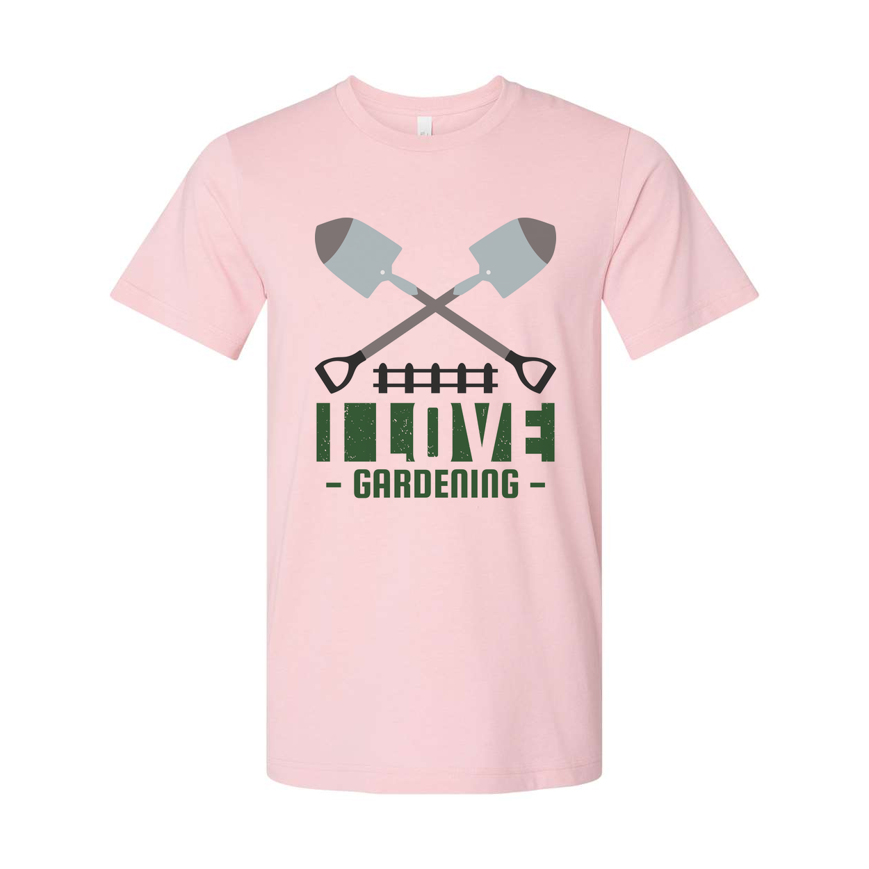Unisex Gardening T Shirt With Crossed Shovels Emblem And Love Gardening Graphic Artwork