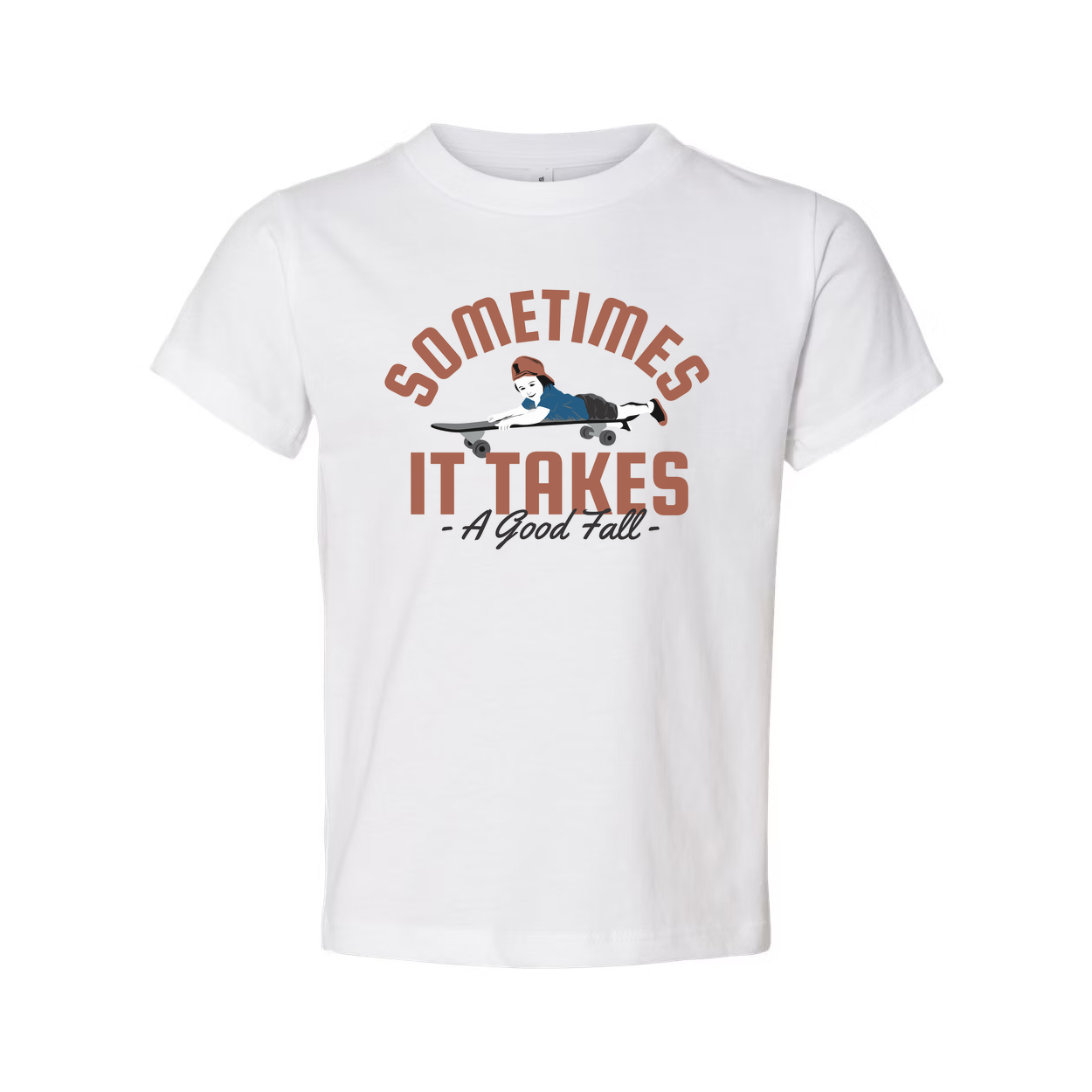 Sometimes It Takes A Good Fall Skateboard Graphic Tee For Unisex Short Sleeve Shirt