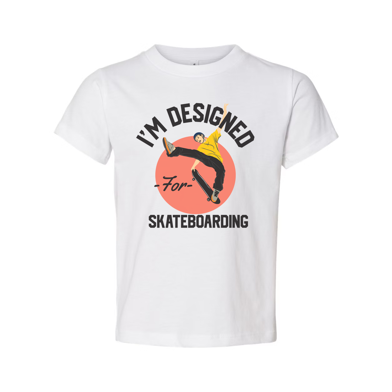 Unisex Skateboarding Graphic T Shirt Featuring Skater Illustration Over Circular Background