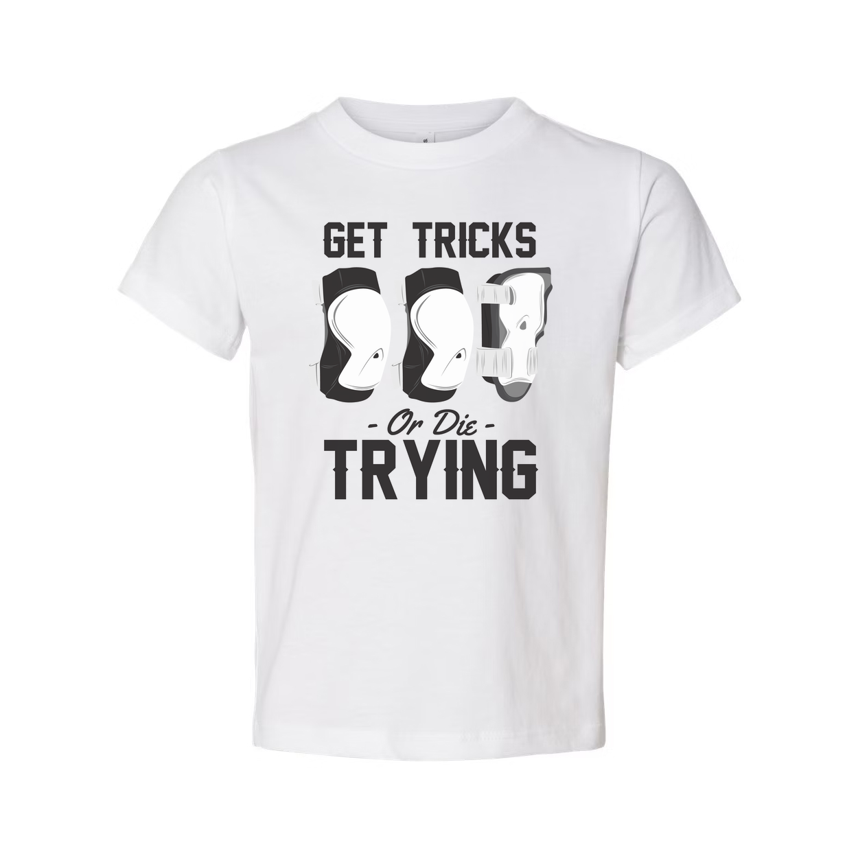 Unisex Skateboarding T Shirt With Get Tricks Or Die Trying Graphic Print For Fans