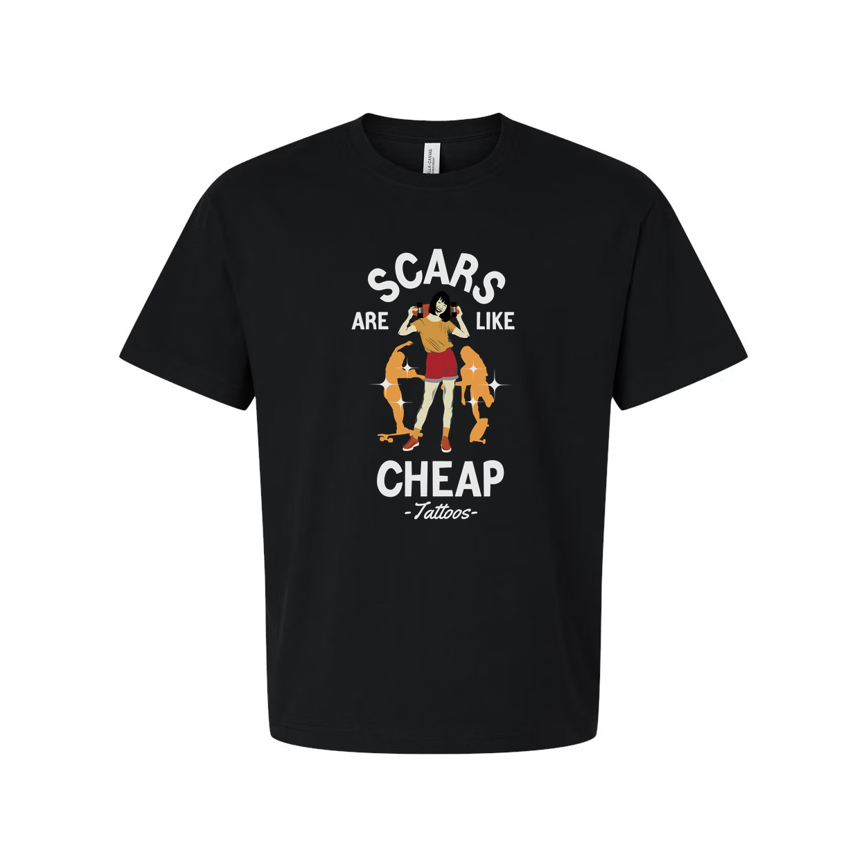 Unisex Graphic T Shirt With Scars Are Like Cheap Tattoos And Skateboard Art Urban Style