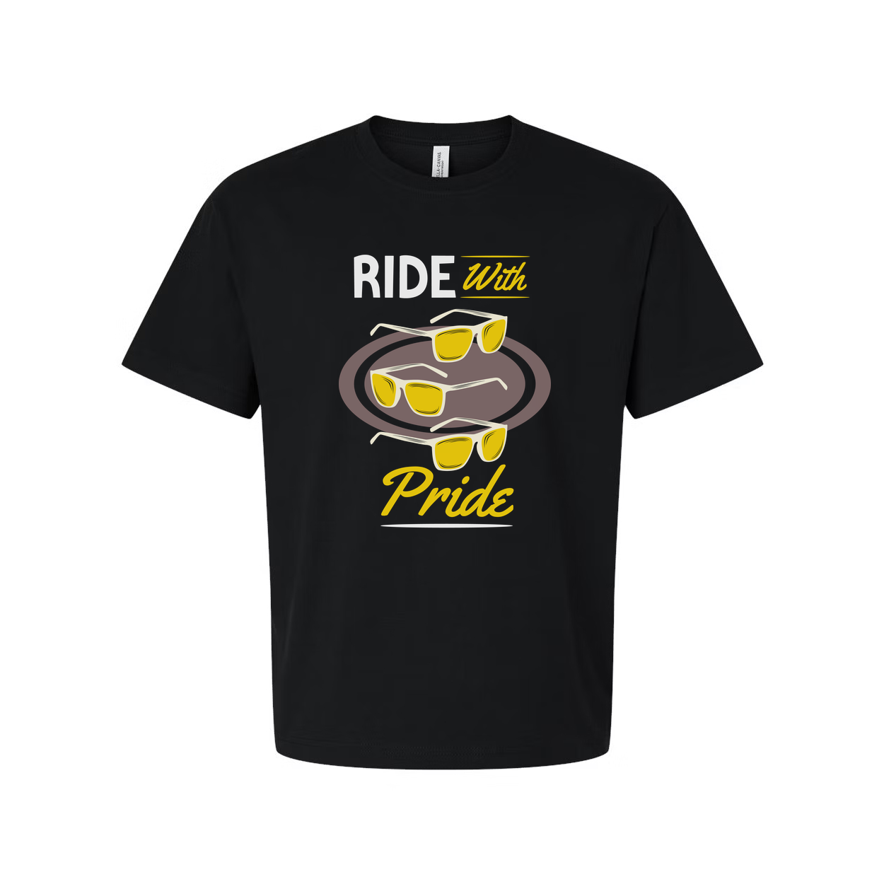 Ride With Pride Skateboard Graphic Unisex T Shirt Featuring Sunglasses Motif Casual Everyday Wear