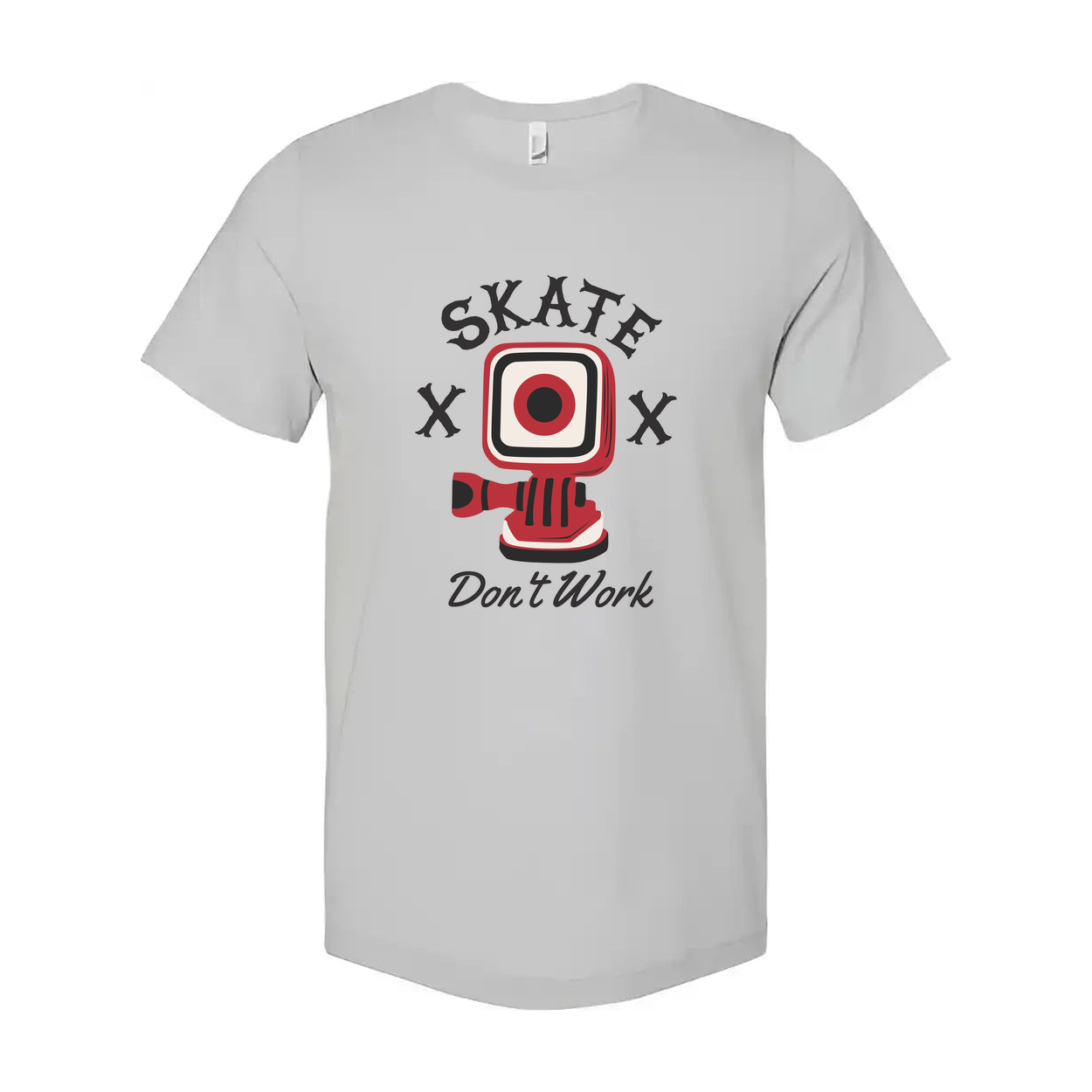 Skate Don't Work Graphic T Shirt Unisex Short Sleeve Tee With Red Camera Illustration Design