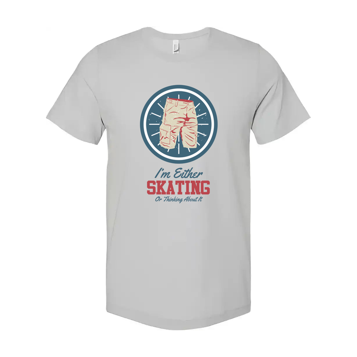 Unisex Skateboarding T Shirt With Circular Shorts Icon And Quote