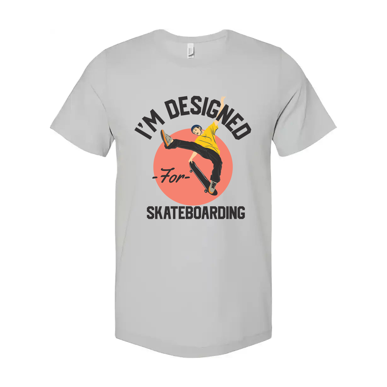 Unisex Skateboarding Graphic T Shirt Featuring Skater Illustration Over Circular Background