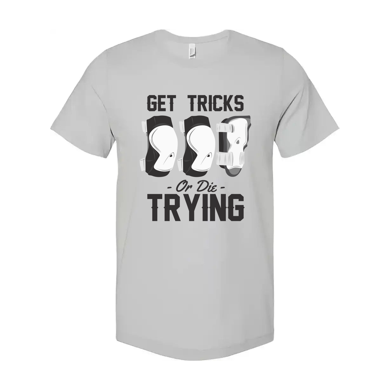 Unisex Skateboarding T Shirt With Get Tricks Or Die Trying Graphic Print For Fans