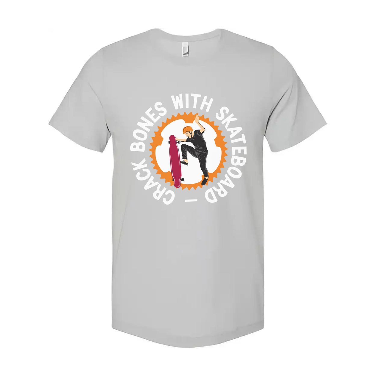 Unisex Skateboarding Graphic Tee With Circular Gear Design Featuring Rider Performing Trick