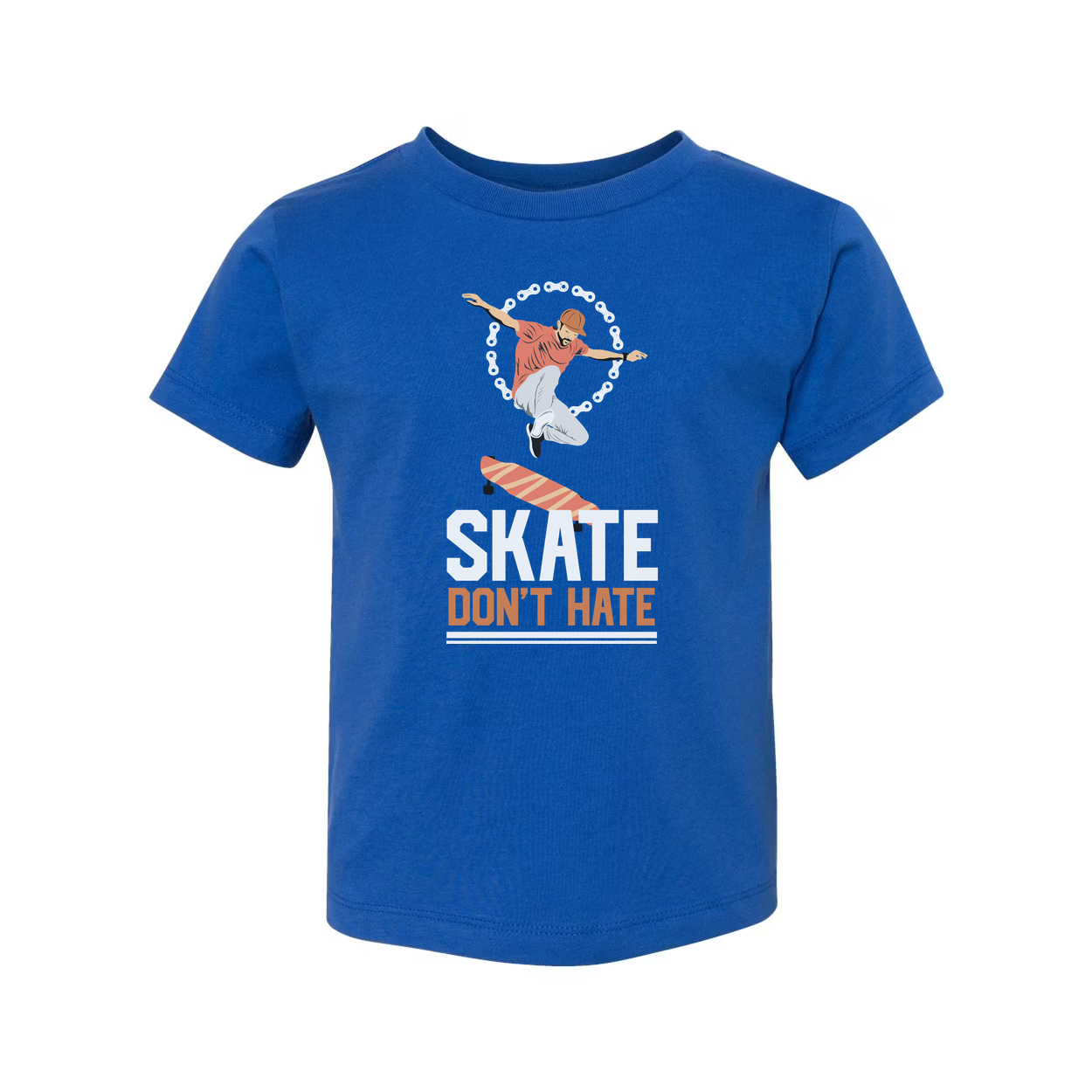 Skateboarder Silhouette Graphic Tee With Dont Hate Skateboard Motif Unisex Short Sleeve Shirt