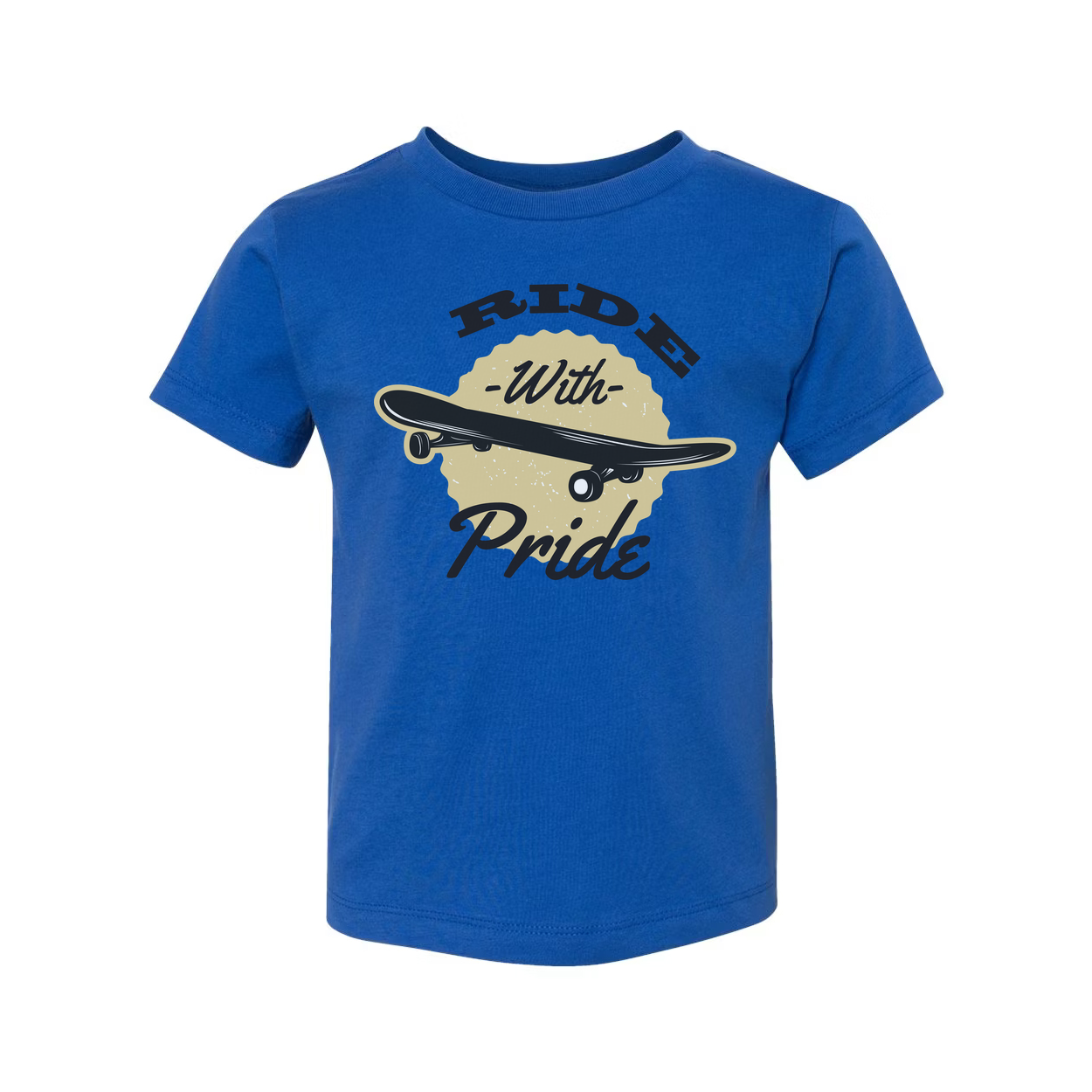 Unisex Skateboarding T Shirt With Ride With Pride Graphic Print Featuring Classic Skateboard Illustration