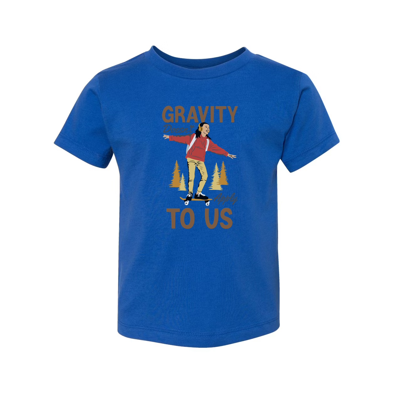 Unisex Skateboard Graphic Tee With Gravity Doesn’t Apply To Us Design For Everyday Wear